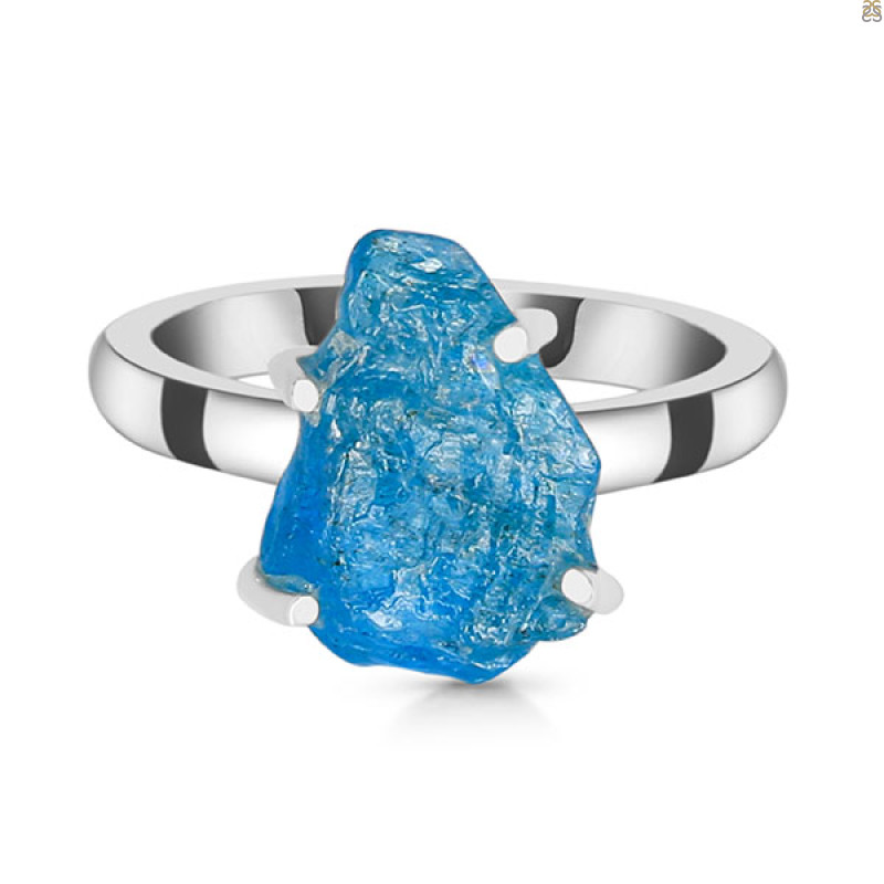 Neon Apatite Rough Ring-R-Size-7 NAR-2-161