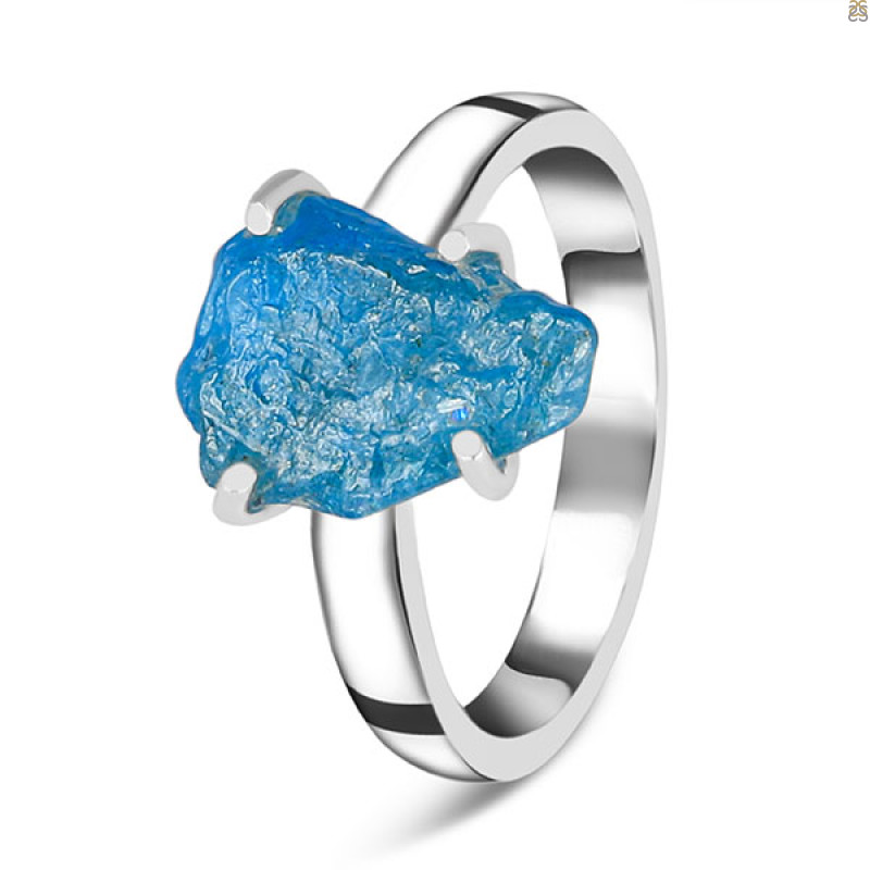 Neon Apatite Rough Ring-R-Size-7 NAR-2-161