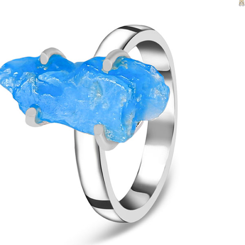 Neon Apatite Rough Ring-R-Size-7 NAR-2-165