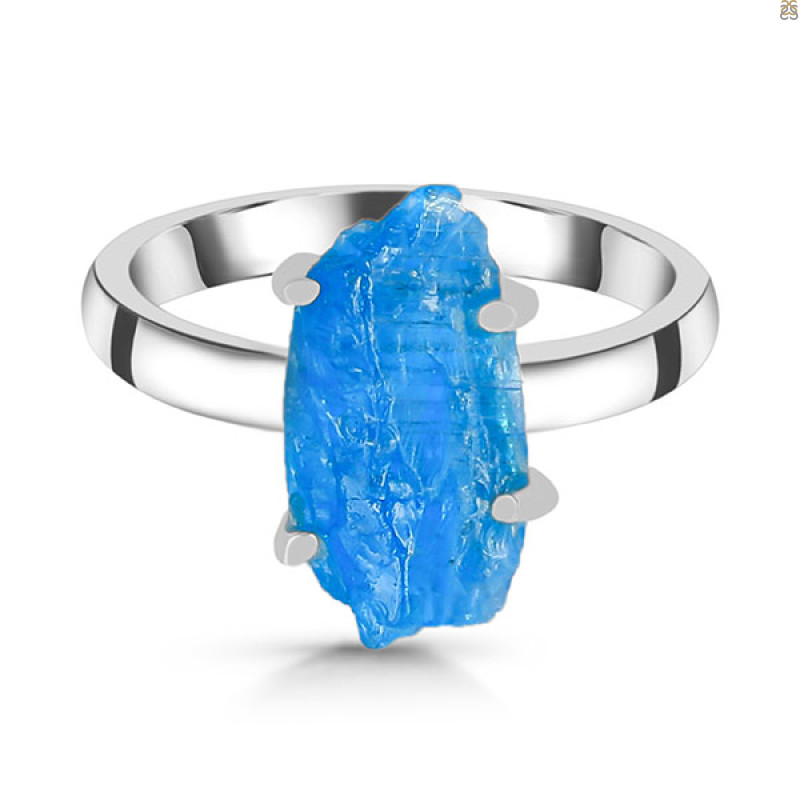 Neon Apatite Rough Ring-R-Size-7 NAR-2-173