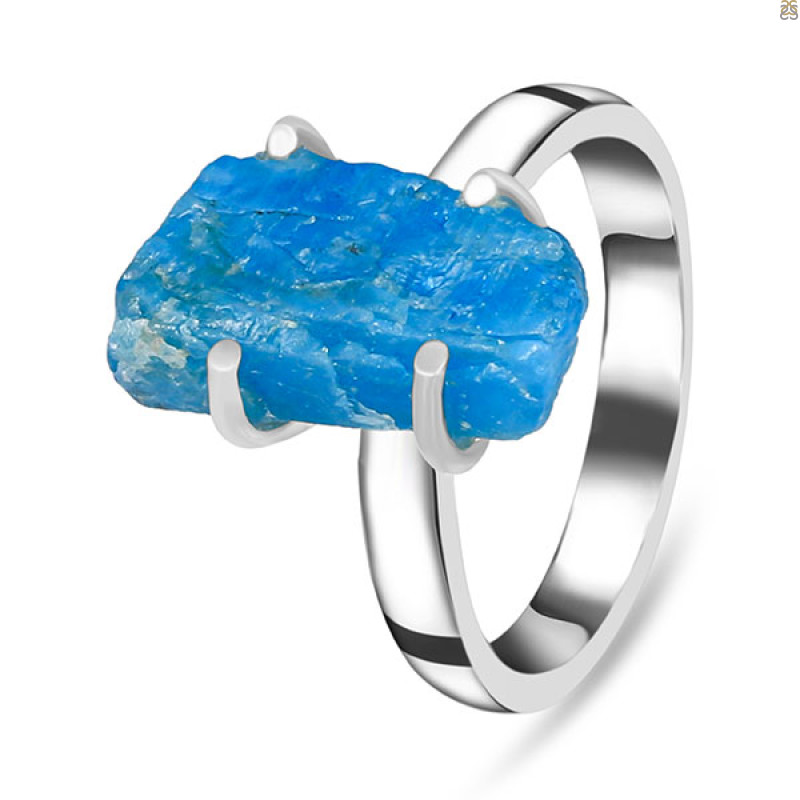 Neon Apatite Rough Ring-R-Size-6 NAR-2-182