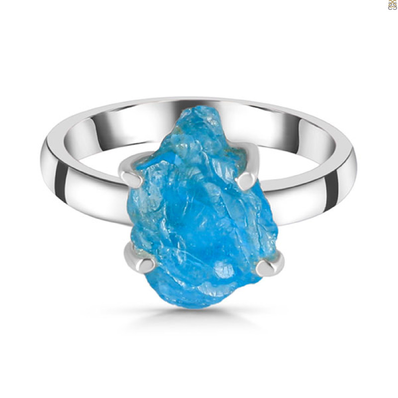 Neon Apatite Rough Ring-R-Size-7 NAR-2-188