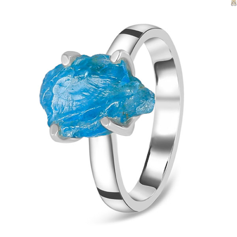 Neon Apatite Rough Ring-R-Size-7 NAR-2-188