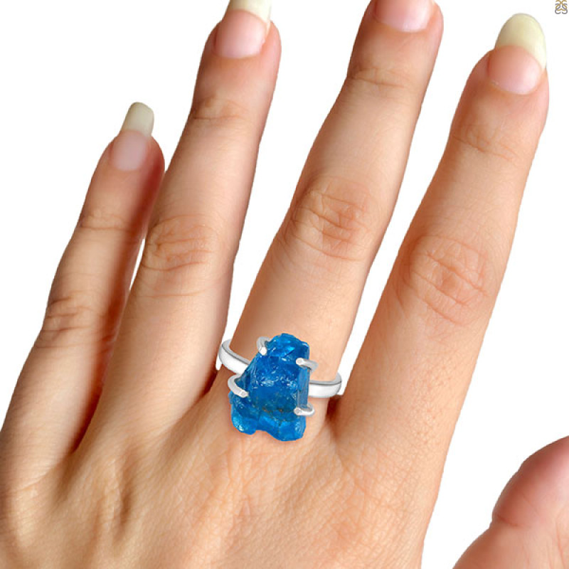 Neon Apatite Rough Ring-R-Size-5 NAR-2-232