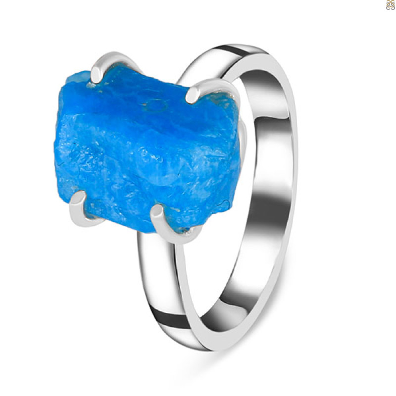 Neon Apatite Rough Ring-R-Size-7 NAR-2-246