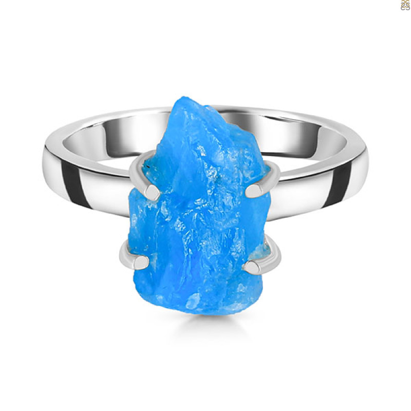 Neon Apatite Rough Ring-R-Size-8 NAR-2-256