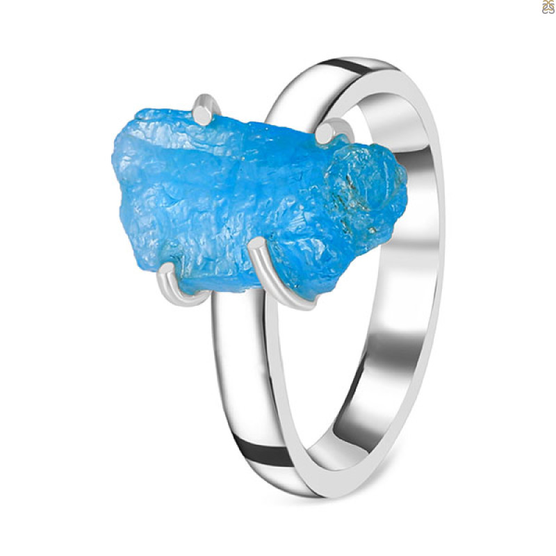 Neon Apatite Rough Ring-R-Size-10 NAR-2-258