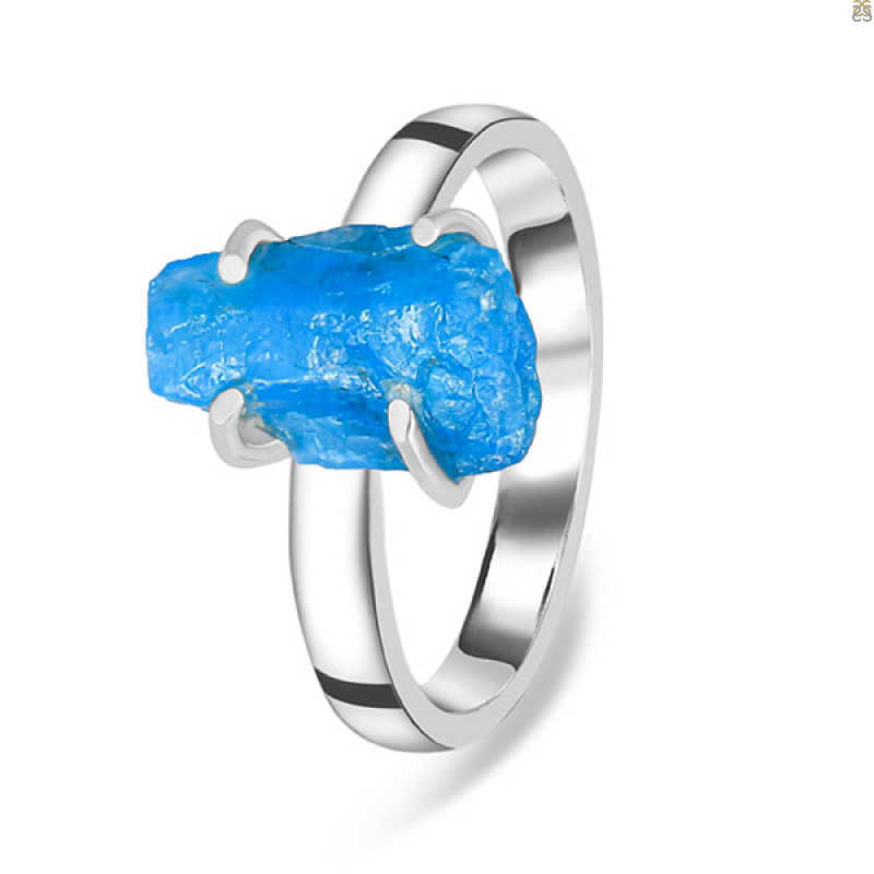 Neon Apatite Rough Ring-R-Size-7 NAR-2-261