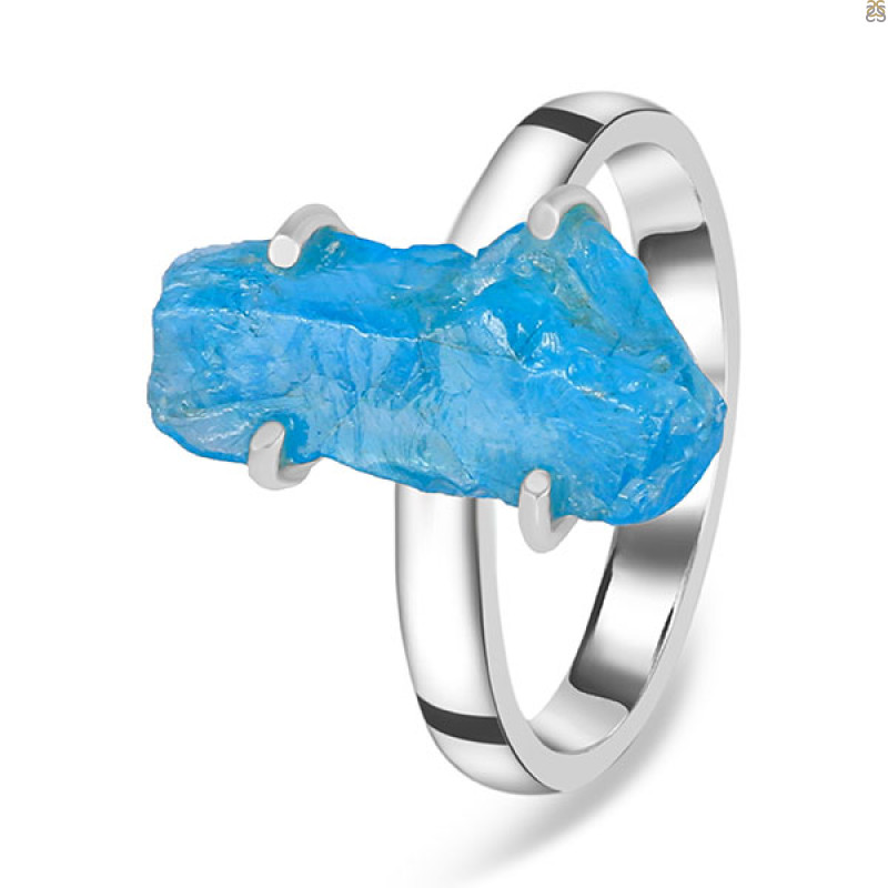 Neon Apatite Rough Ring-R-Size-10 NAR-2-263