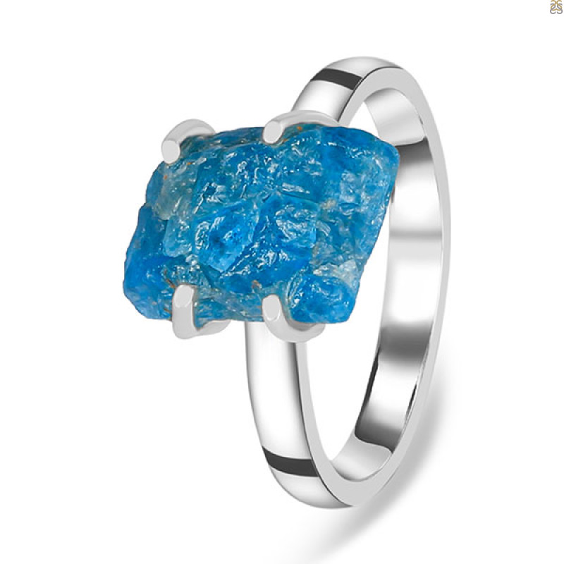 Neon Apatite Rough Ring-R-Size-8 NAR-2-264