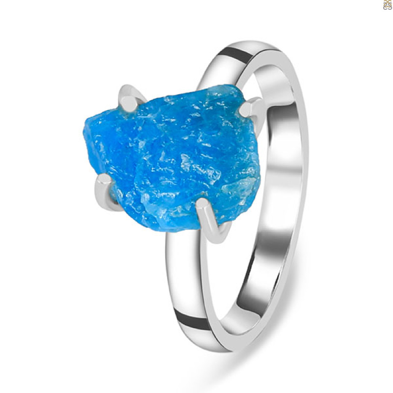 Neon Apatite Rough Ring-R-Size-6 NAR-2-267