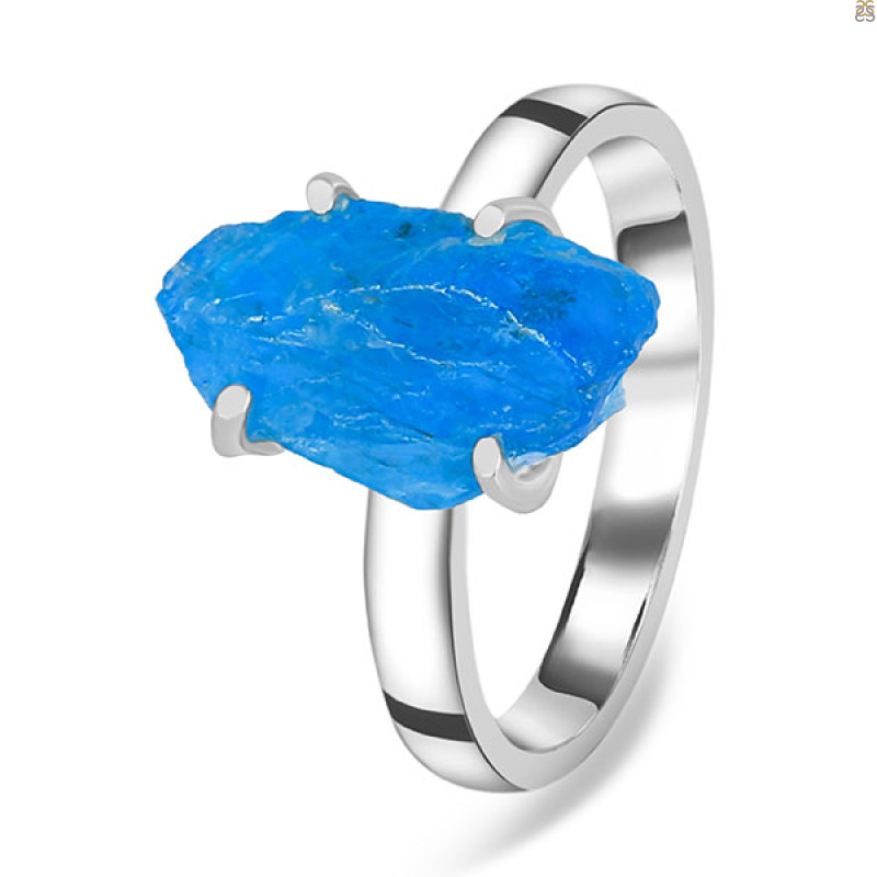 Neon Apatite Rough Ring-R-Size-8 NAR-2-268