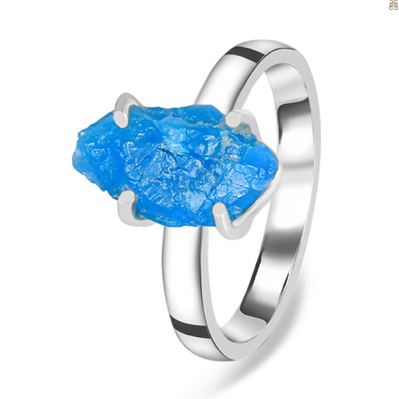 Neon Apatite Rough Ring-R-Size-8 NAR-2-269