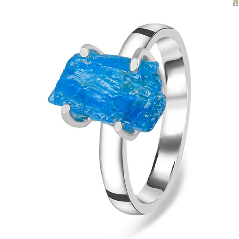 Neon Apatite Rough Ring-R-Size-8 NAR-2-271