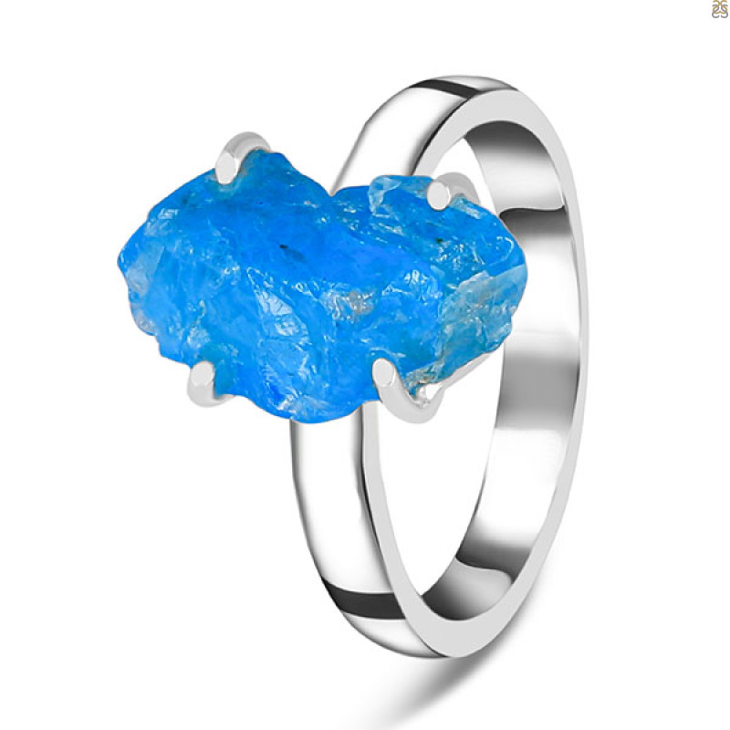 Neon Apatite Rough Ring-R-Size-10 NAR-2-276