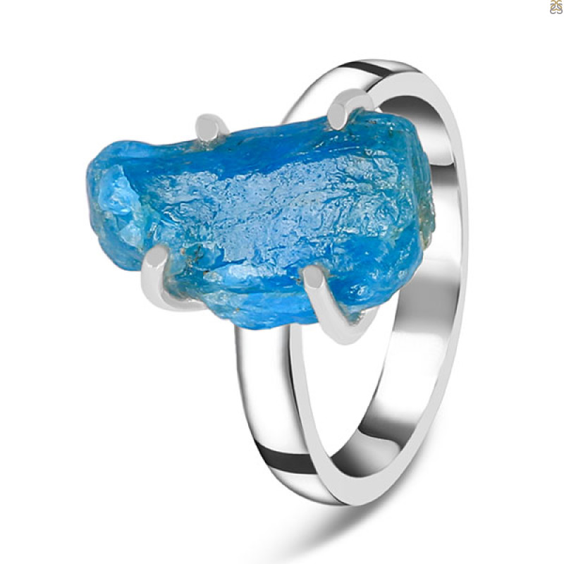 Neon Apatite Rough Ring-R-Size-6 NAR-2-278