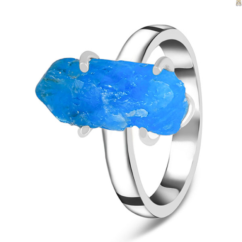 Neon Apatite Rough Ring-R-Size-8 NAR-2-279