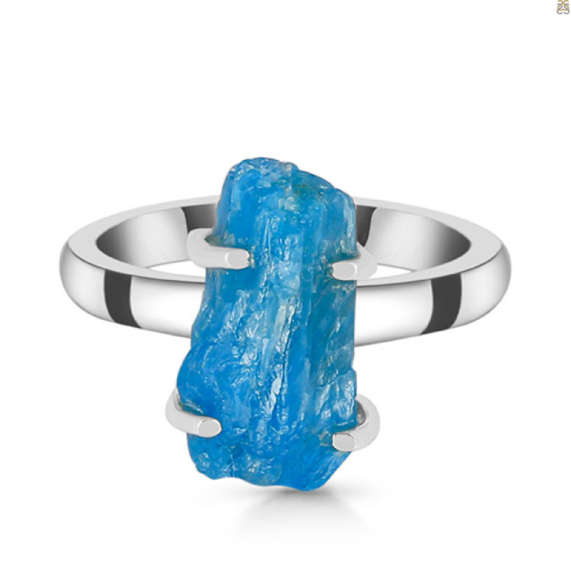 Neon Apatite Rough Ring-R-Size-8 NAR-2-282