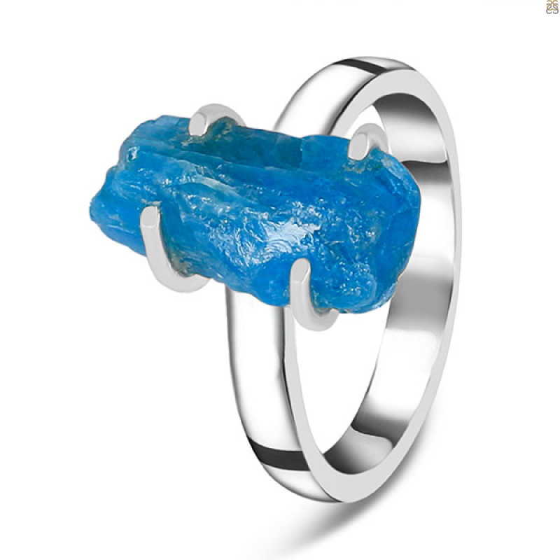 Neon Apatite Rough Ring-R-Size-8 NAR-2-282