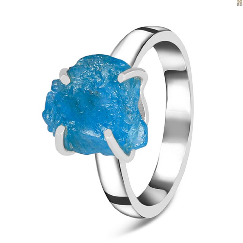 Neon Apatite Rough Ring-R-Size-8 NAR-2-284