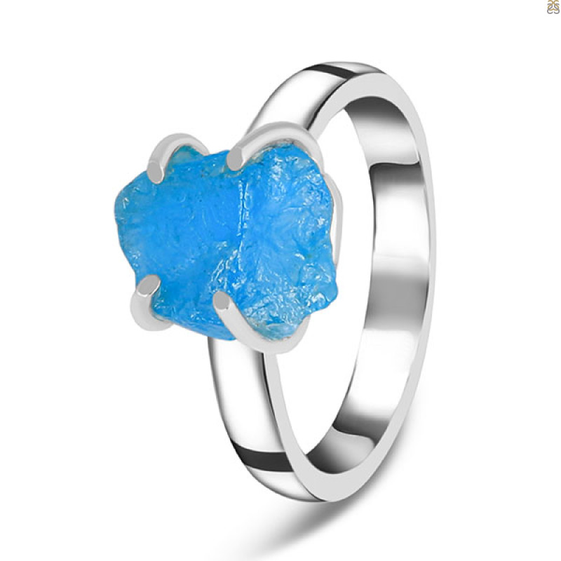 Neon Apatite Rough Ring-R-Size-8 NAR-2-286