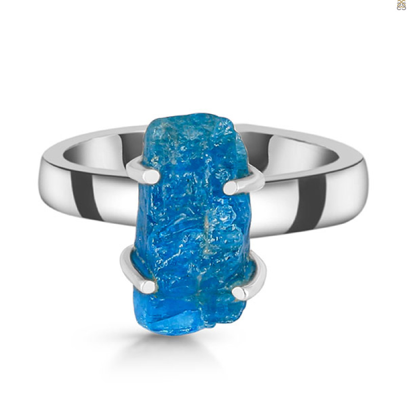 Neon Apatite Rough Ring-R-Size-10 NAR-2-289