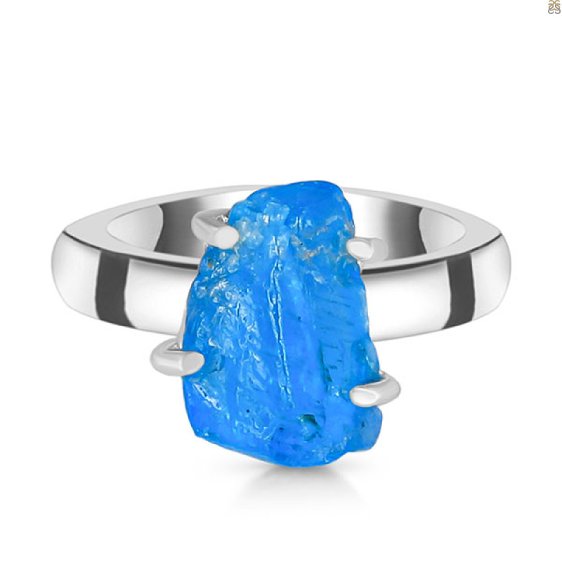 Neon Apatite Rough Ring-R-Size-6 NAR-2-291