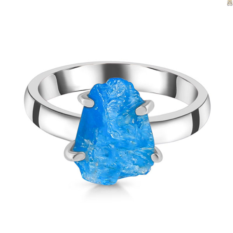 Neon Apatite Rough Ring-R-Size-7 NAR-2-292