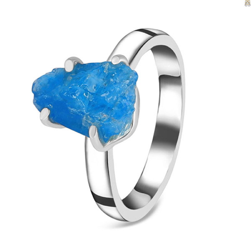 Neon Apatite Rough Ring-R-Size-7 NAR-2-292