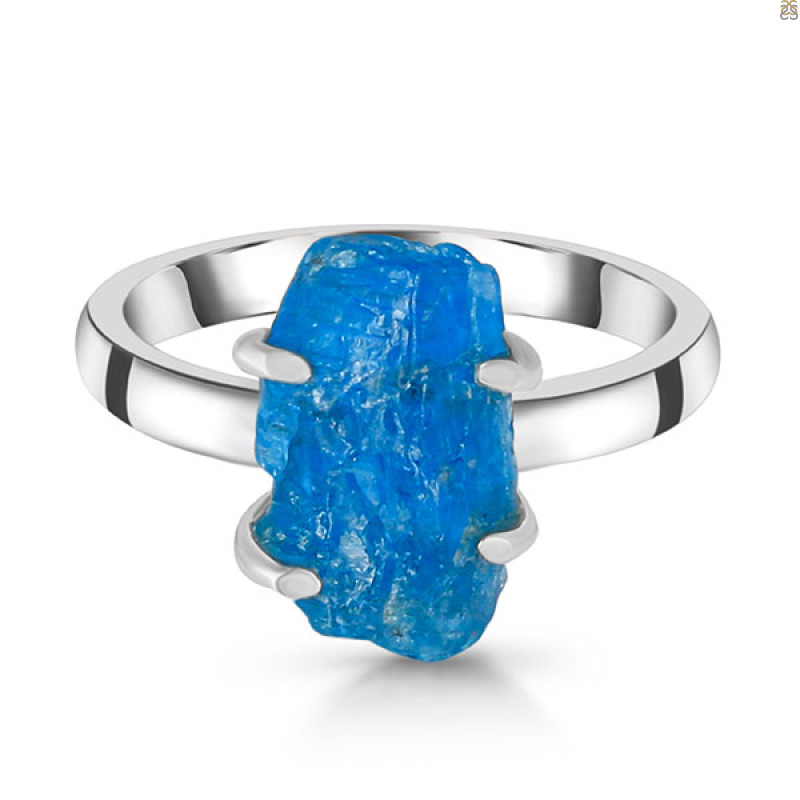 Neon Apatite Rough Ring-R-Size-8 NAR-2-295