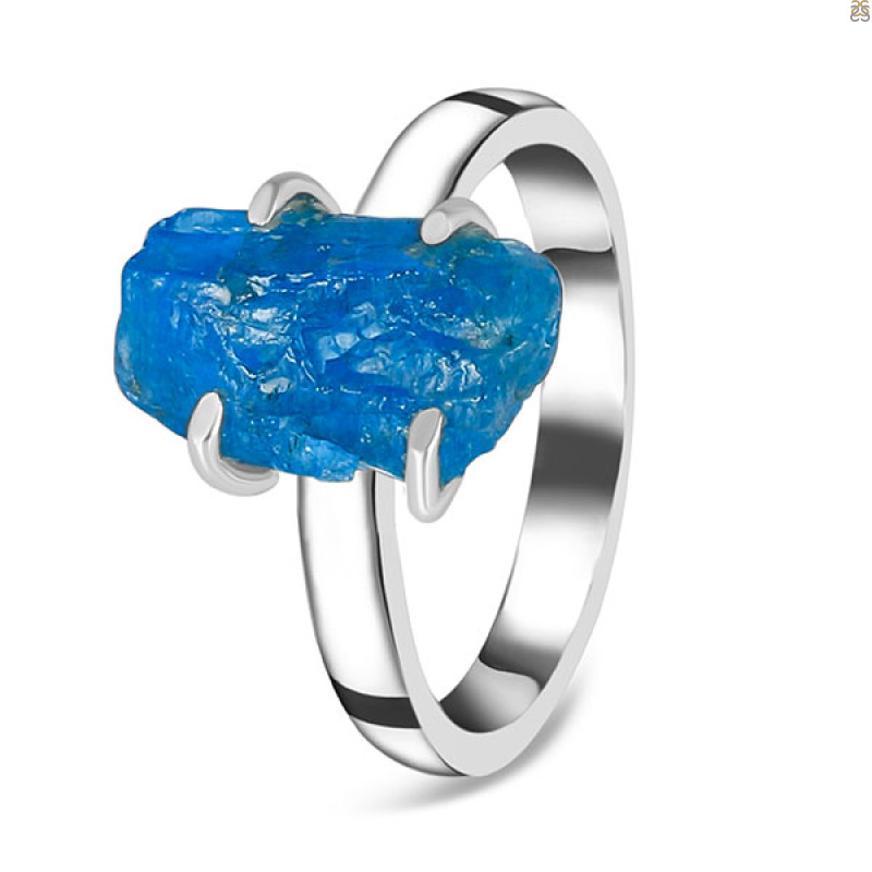 Neon Apatite Rough Ring-R-Size-8 NAR-2-295