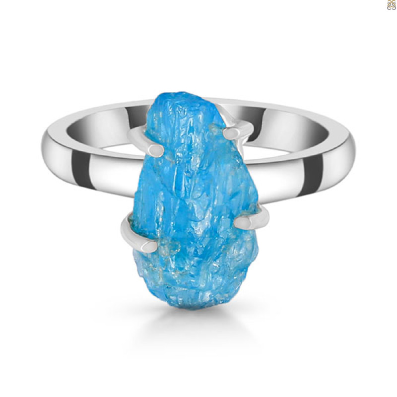 Neon Apatite Rough Ring-R-Size-8 NAR-2-296