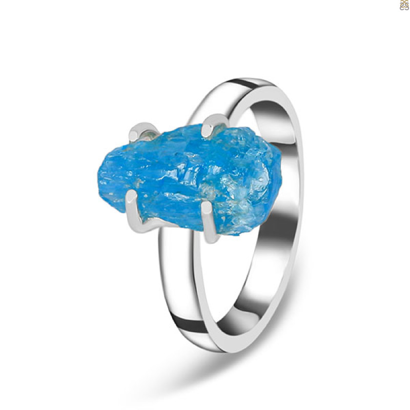 Neon Apatite Rough Ring-R-Size-8 NAR-2-296