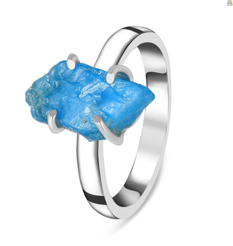 Neon Apatite Rough Ring-R-Size-8 NAR-2-298