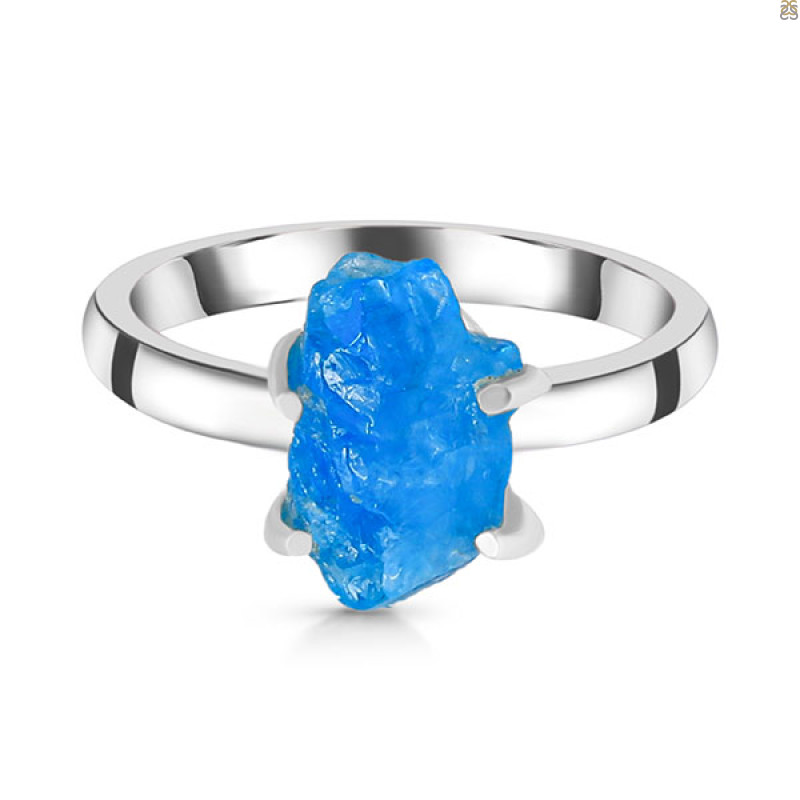 Neon Apatite Rough Ring-R-Size-8 NAR-2-316