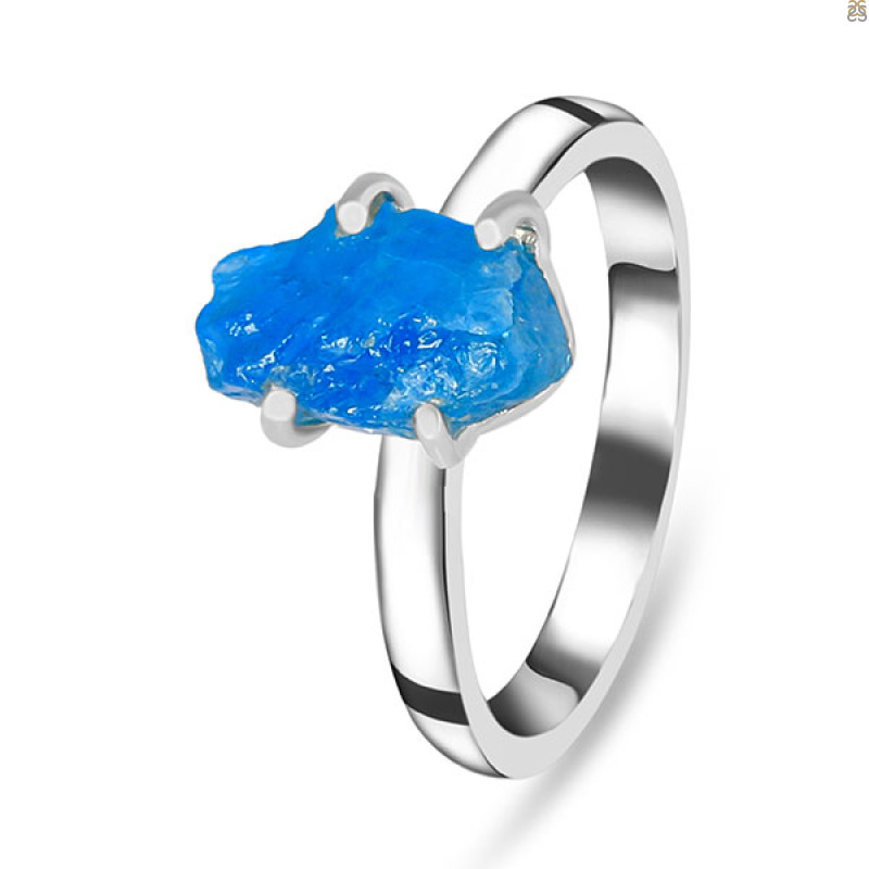 Neon Apatite Rough Ring-R-Size-8 NAR-2-316