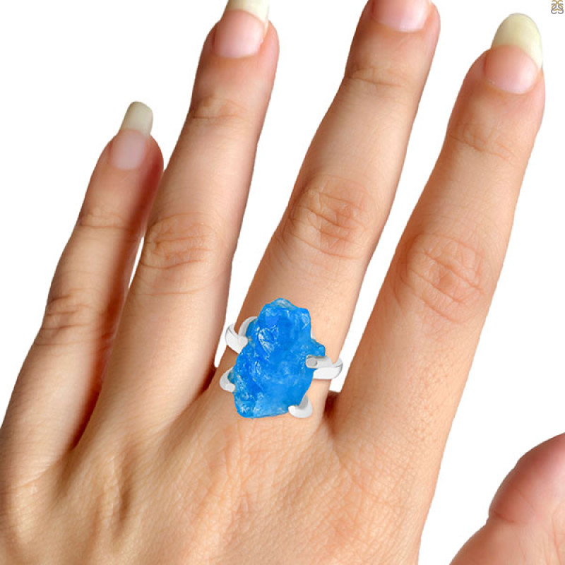 Neon Apatite Rough Ring-R-Size-8 NAR-2-316