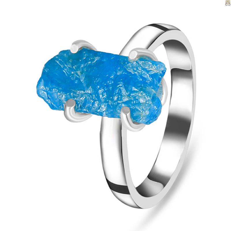 Neon Apatite Rough Ring-R-Size-7 NAR-2-317