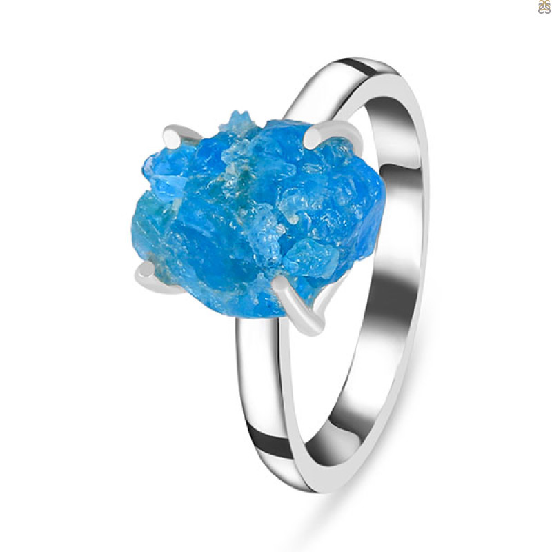 Neon Apatite Rough Ring-R-Size-10 NAR-2-319