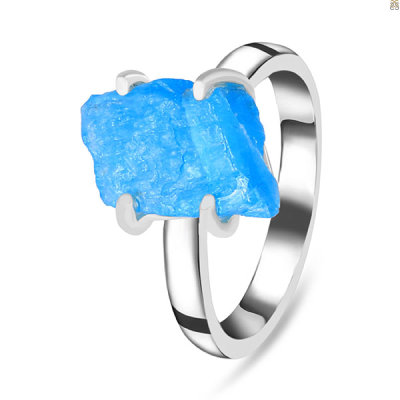 Neon Apatite Rough Ring-R-Size-6 NAR-2-321