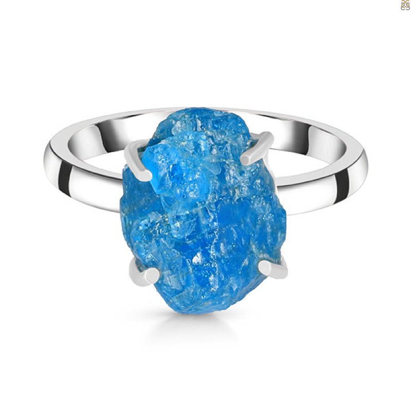 Neon Apatite Rough Ring-R-Size-10 NAR-2-322