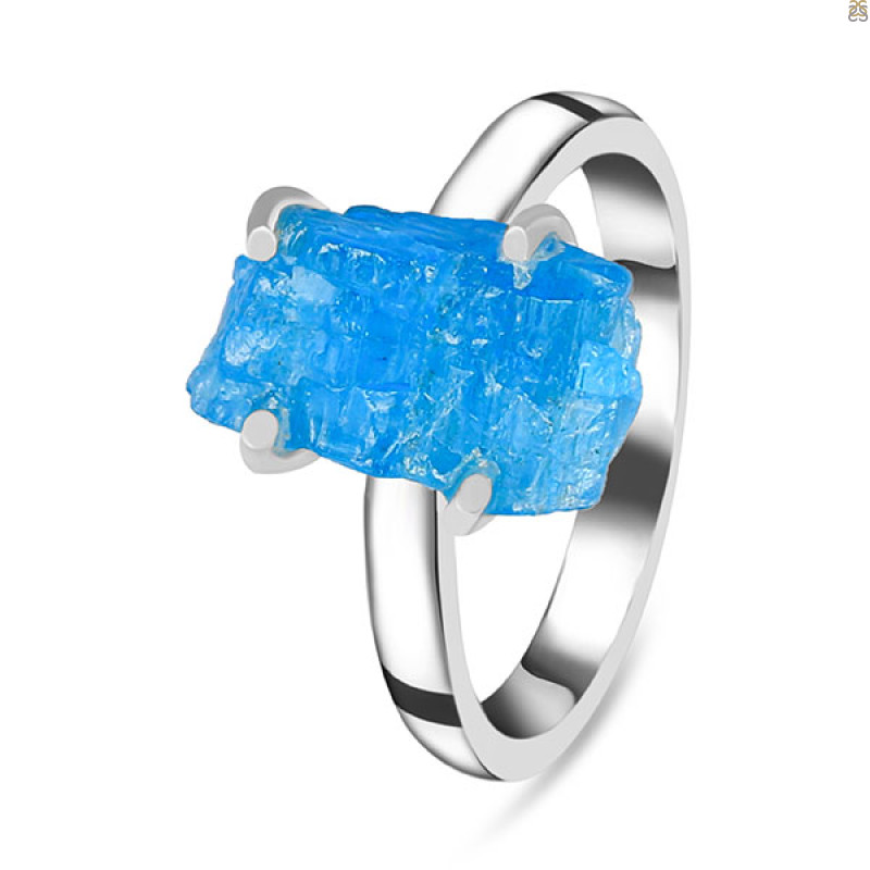 Neon Apatite Rough Ring-R-Size-9 NAR-2-323