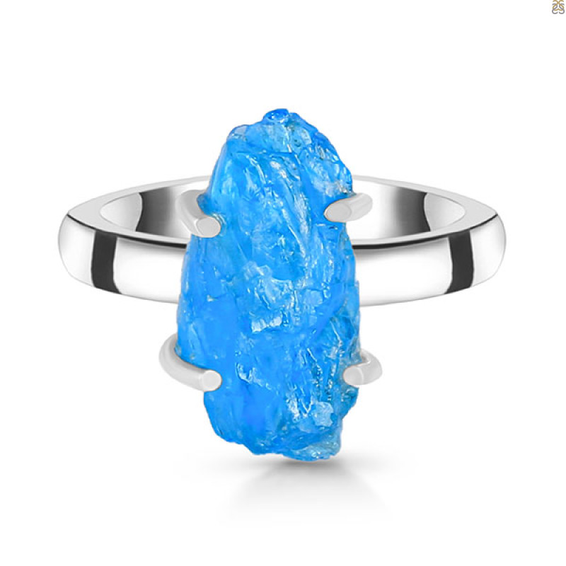 Neon Apatite Rough Ring-R-Size-7 NAR-2-324