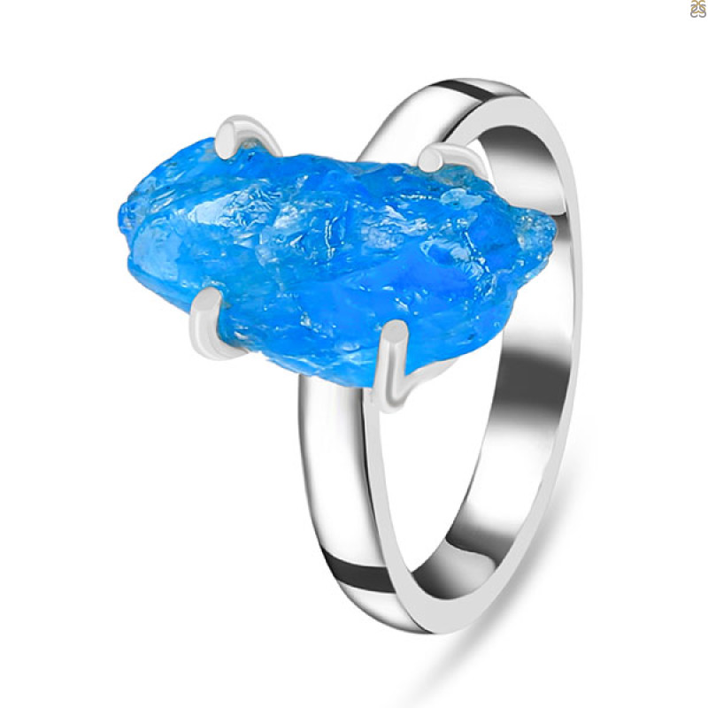 Neon Apatite Rough Ring-R-Size-7 NAR-2-324