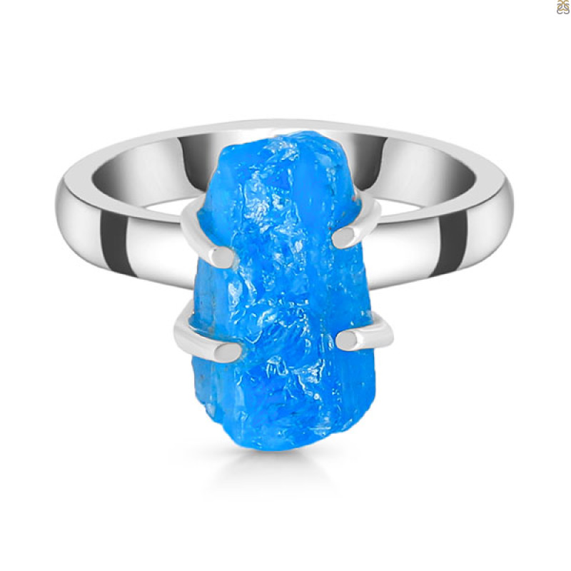 Neon Apatite Rough Ring-R-Size-7 NAR-2-334