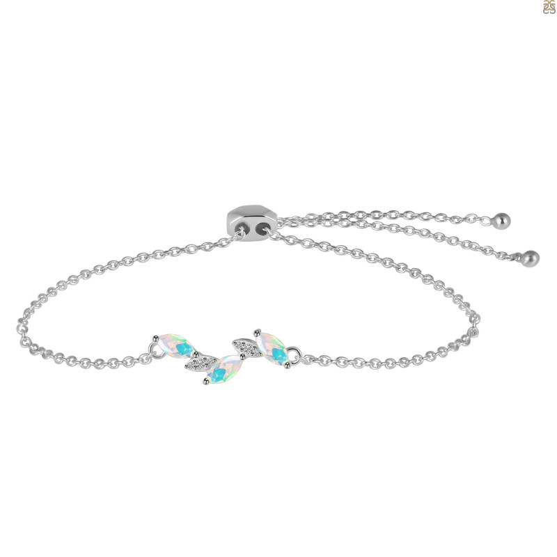 Opal & White Topaz Bracelet With Adjustable Camera Lock OPL-RDB-143.