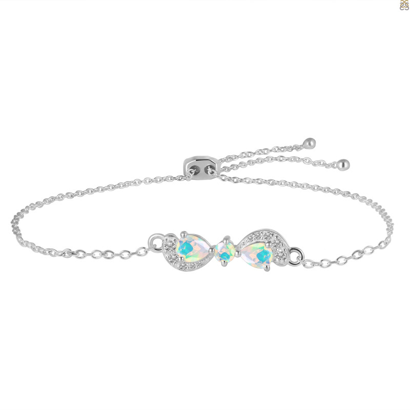 Opal & White Topaz Bracelet With Adjustable Camera Lock OPL-RDB-145.