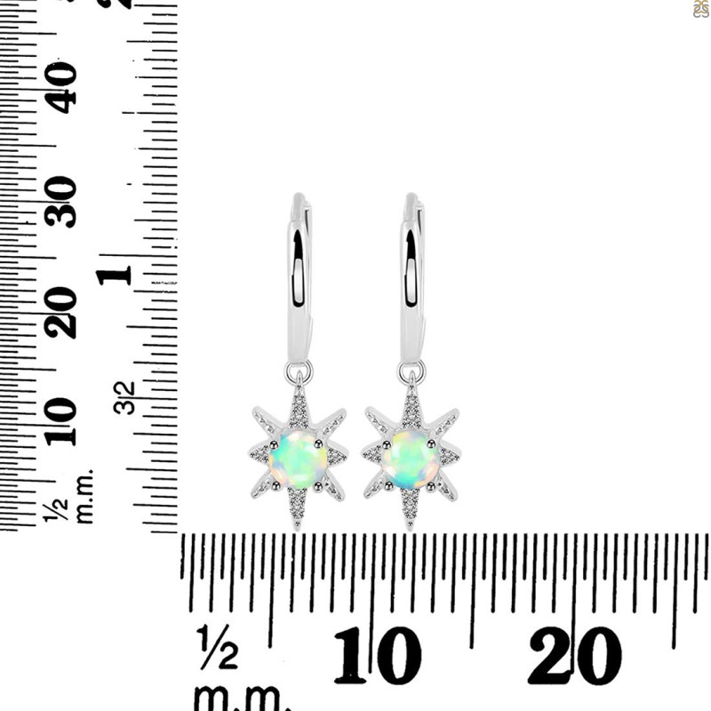 Opal & White Topaz Hoop Earring OPL-RDE-1470.
