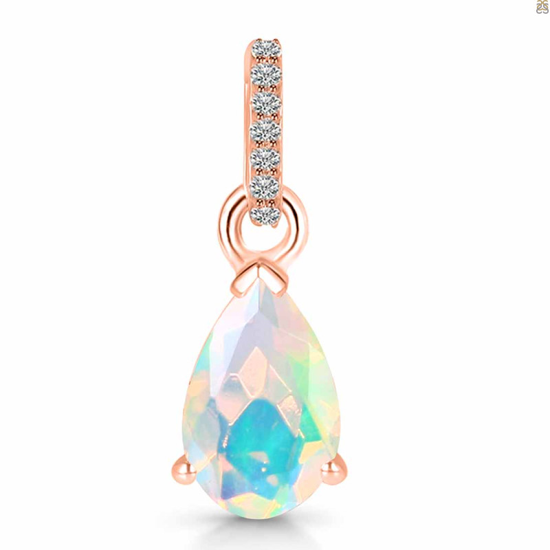 Opal & White Topaz Pendant OPL-RDP-757-CZ.