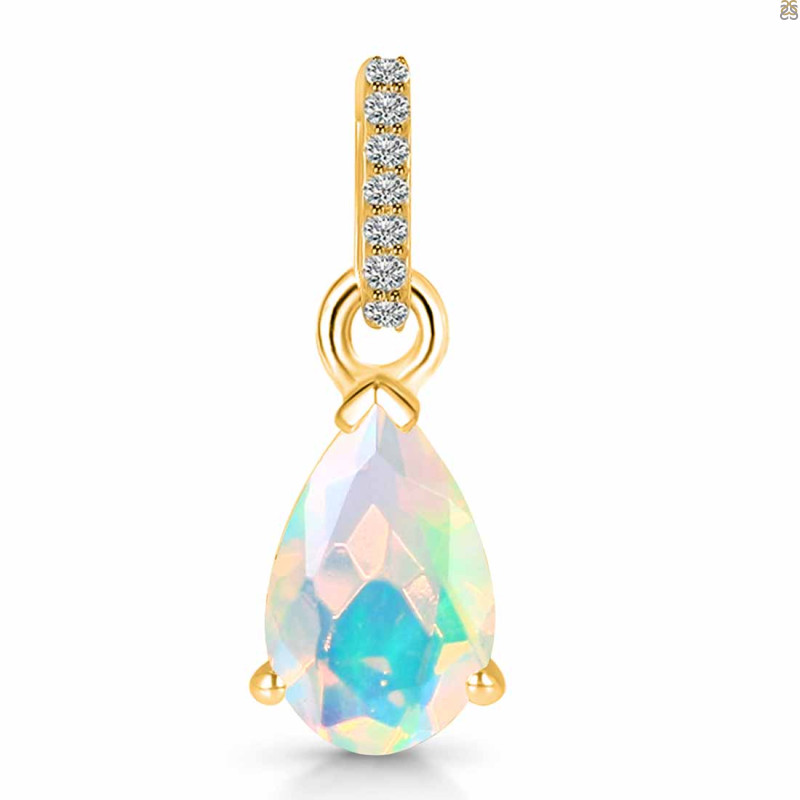 Opal & White Topaz Pendant OPL-RDP-757-CZ.